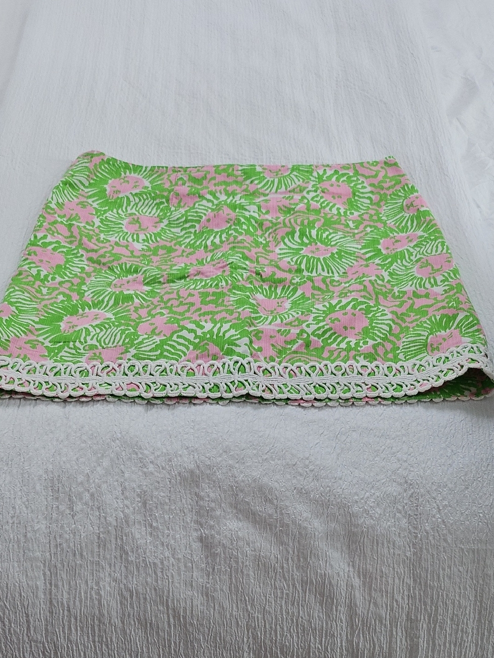 Lilly Pulitzer Pink & Green Floral Crochet-Hem Skirt